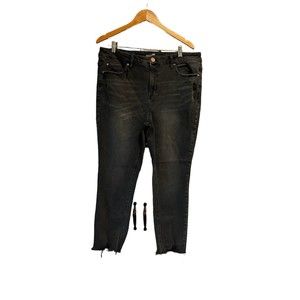 Terra & Sky Pull On Jeans Women's Size 0X (14W) Black Denim  Fringe